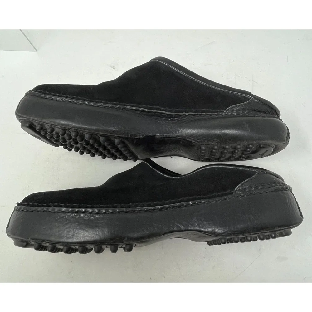 COLE HAAN Country Womens 9 Clog Shoes Black Suede Leather Knobby Outsole - Picture 6 of 10